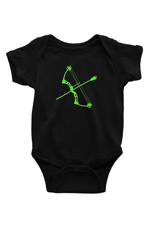 Okçuluk - Archery Baskılı Unisex Siyah Bebek Body - Zıbın