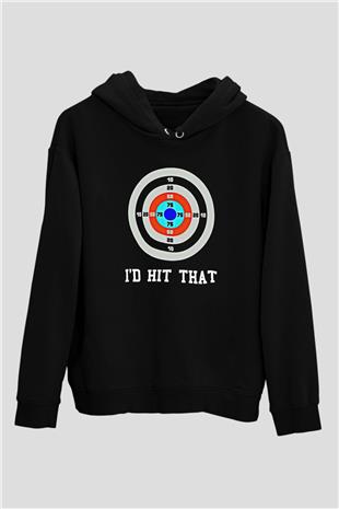 Okçuluk - Archery Baskılı Unisex Siyah Hoodie