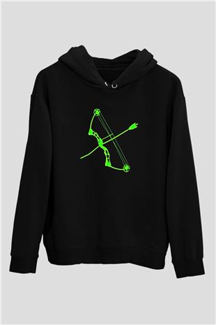 Okçuluk - Archery Baskılı Unisex Siyah Hoodie