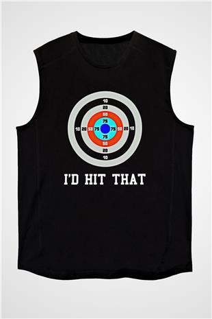 Okçuluk - Archery Baskılı Unisex Siyah Kolsuz Tişört