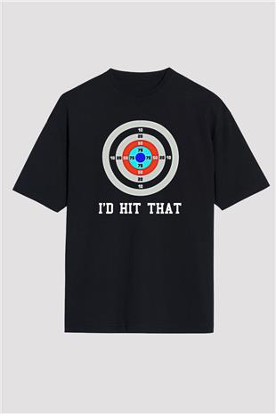 Okçuluk - Archery Baskılı Unisex Siyah Oversize Tişört