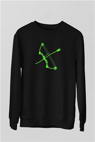Okçuluk - Archery Baskılı Unisex Siyah Sweatshirt