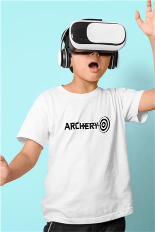 Okçuluk Baskılı Unisex Beyaz Çocuk Tişört - Tshirt
