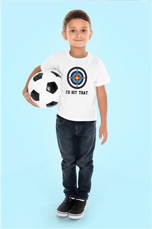 Okçuluk Baskılı Unisex Beyaz Çocuk Tişört - Tshirt