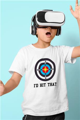 Okçuluk Baskılı Unisex Beyaz Çocuk Tişört - Tshirt