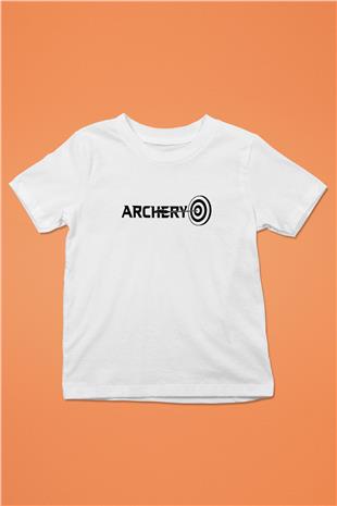 Okçuluk Baskılı Unisex Beyaz Çocuk Tişört - Tshirt