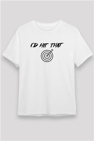 Okçuluk Baskılı Unisex Beyaz Tişört - Tshirt