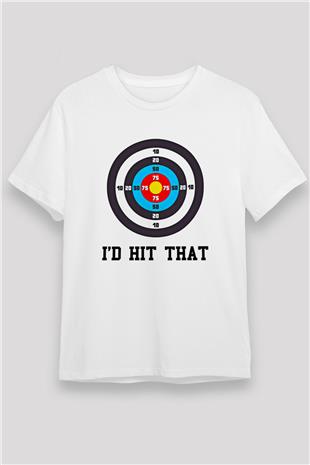 Okçuluk Baskılı Unisex Beyaz Tişört - Tshirt
