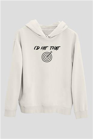 Okçuluk Baskılı Unisex Ekru Hoodie