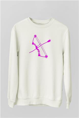 Okçuluk Baskılı Unisex Ekru Sweatshirt