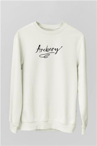 Okçuluk Baskılı Unisex Ekru Sweatshirt