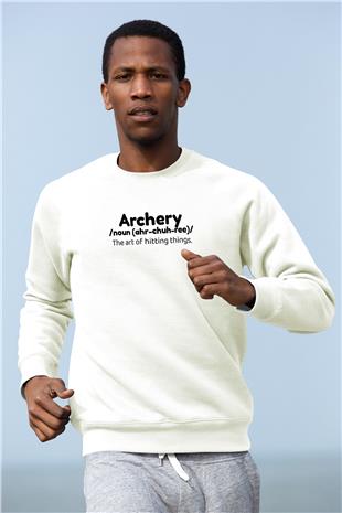 Okçuluk Baskılı Unisex Ekru Sweatshirt