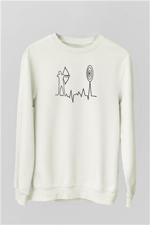 Okçuluk Baskılı Unisex Ekru Sweatshirt