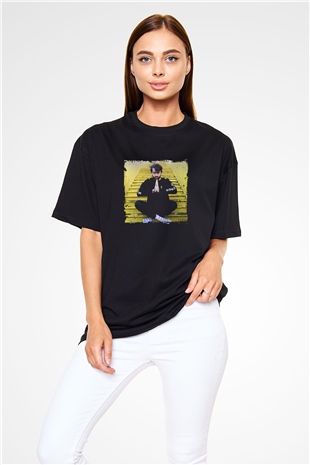 Oliver Heldens Baskılı Unisex Oversize Siyah Tişört