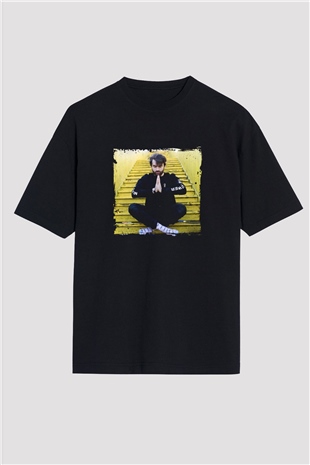 Oliver Heldens Baskılı Unisex Oversize Siyah Tişört