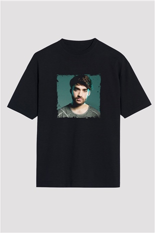 Oliver Heldens Baskılı Unisex Oversize Siyah Tişört