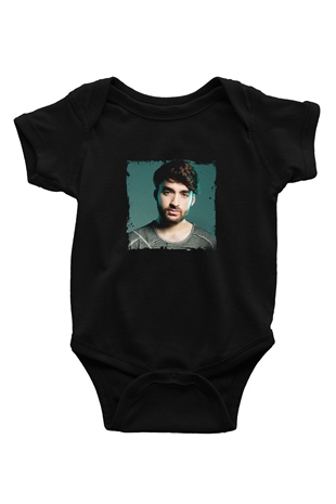 Oliver Heldens Baskılı Unisex Siyah Bebek Body - Zıbın