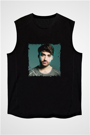 Oliver Heldens Baskılı Unisex Siyah Kolsuz Tişört