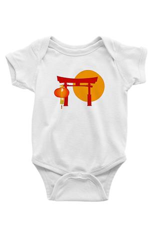 Om Baskılı Beyaz Unisex Bebek Body - Zıbın
