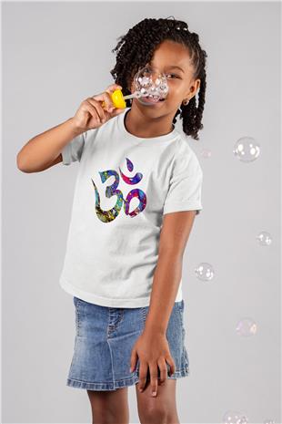 Om Baskılı Beyaz Unisex Beyaz Çocuk Tişört - Tshirt