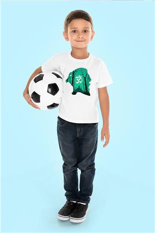 Om Baskılı Beyaz Unisex Beyaz Çocuk Tişört - Tshirt