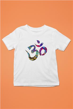 Om Baskılı Beyaz Unisex Beyaz Çocuk Tişört - Tshirt