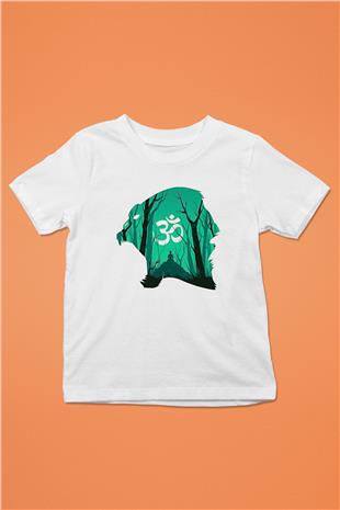 Om Baskılı Beyaz Unisex Beyaz Çocuk Tişört - Tshirt