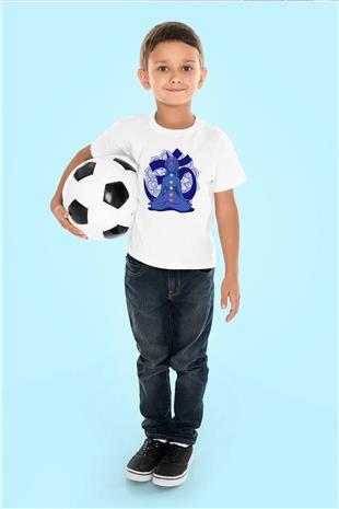Om Baskılı Beyaz Unisex Beyaz Çocuk Tişört - Tshirt