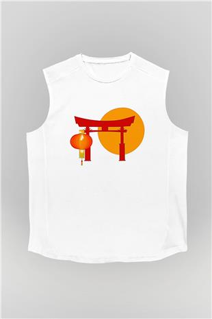 Om Baskılı Beyaz Unisex Kolsuz Tişört - Tshirt