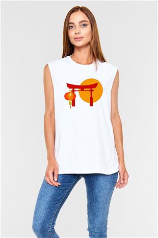 Om Baskılı Beyaz Unisex Kolsuz Tişört - Tshirt