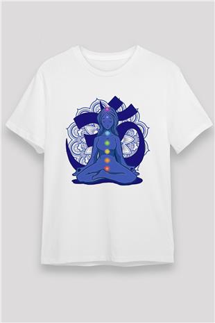 Om Baskılı Unisex Beyaz Tişört - Tshirt
