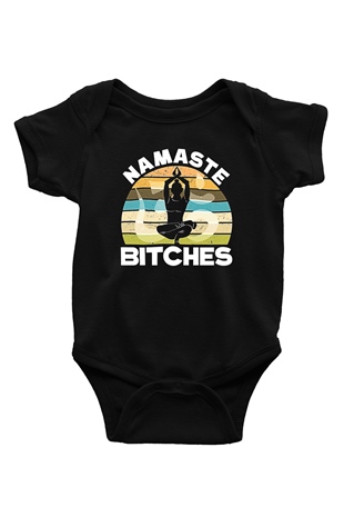 Om Baskılı Unisex Siyah Bebek Body - Zıbın