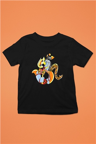 Om Baskılı Unisex Siyah Çocuk Tişört - Tshirt