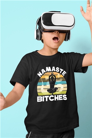 Om Baskılı Unisex Siyah Çocuk Tişört - Tshirt
