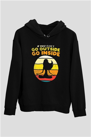 Om Baskılı Unisex Siyah Kapüşonlu Sweatshirt