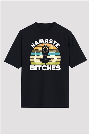 Om Baskılı Unisex Siyah Oversize Tişört - Tshirt