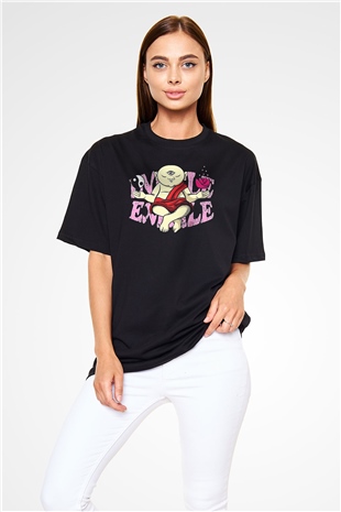 Om Baskılı Unisex Siyah Oversize Tişört - Tshirt