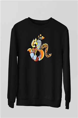 Om Baskılı Unisex Siyah Sweatshirt