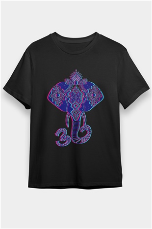 Om Baskılı Unisex Siyah Tişört - Tshirt