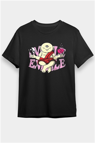 Om Baskılı Unisex Siyah Tişört - Tshirt