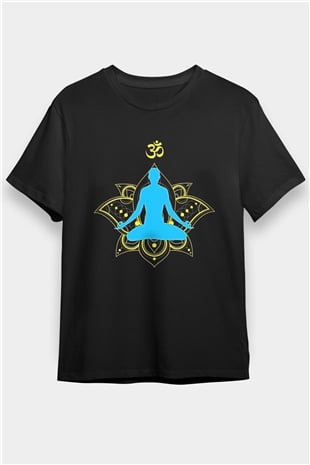 Om Baskılı Unisex Siyah Tişört - Tshirt