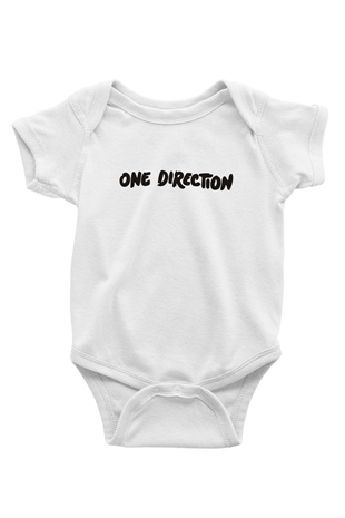 One Direction Baskılı Beyaz Unisex Bebek Body - Zıbın