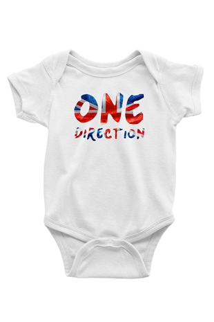 One Direction Baskılı Beyaz Unisex Bebek Body - Zıbın