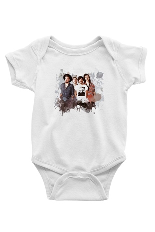 One Direction Baskılı Beyaz Unisex Bebek Body - Zıbın