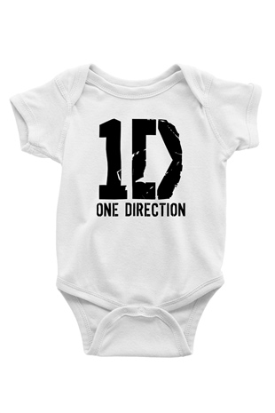 One Direction Baskılı Beyaz Unisex Bebek Body - Zıbın
