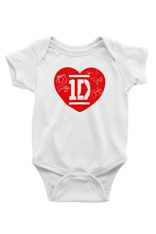 One Direction Baskılı Beyaz Unisex Bebek Body - Zıbın