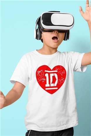 One Direction Baskılı Beyaz Unisex Çocuk Tişört