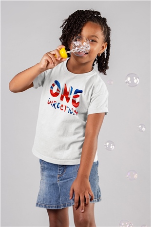 One Direction Baskılı Beyaz Unisex Çocuk Tişört
