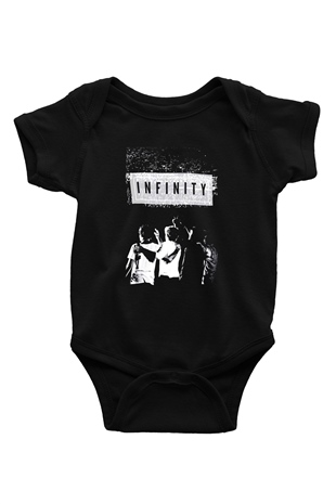 One Direction Baskılı Siyah Bebek Body - Zıbın