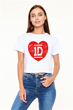 One Direction Beyaz Croptop Tişört